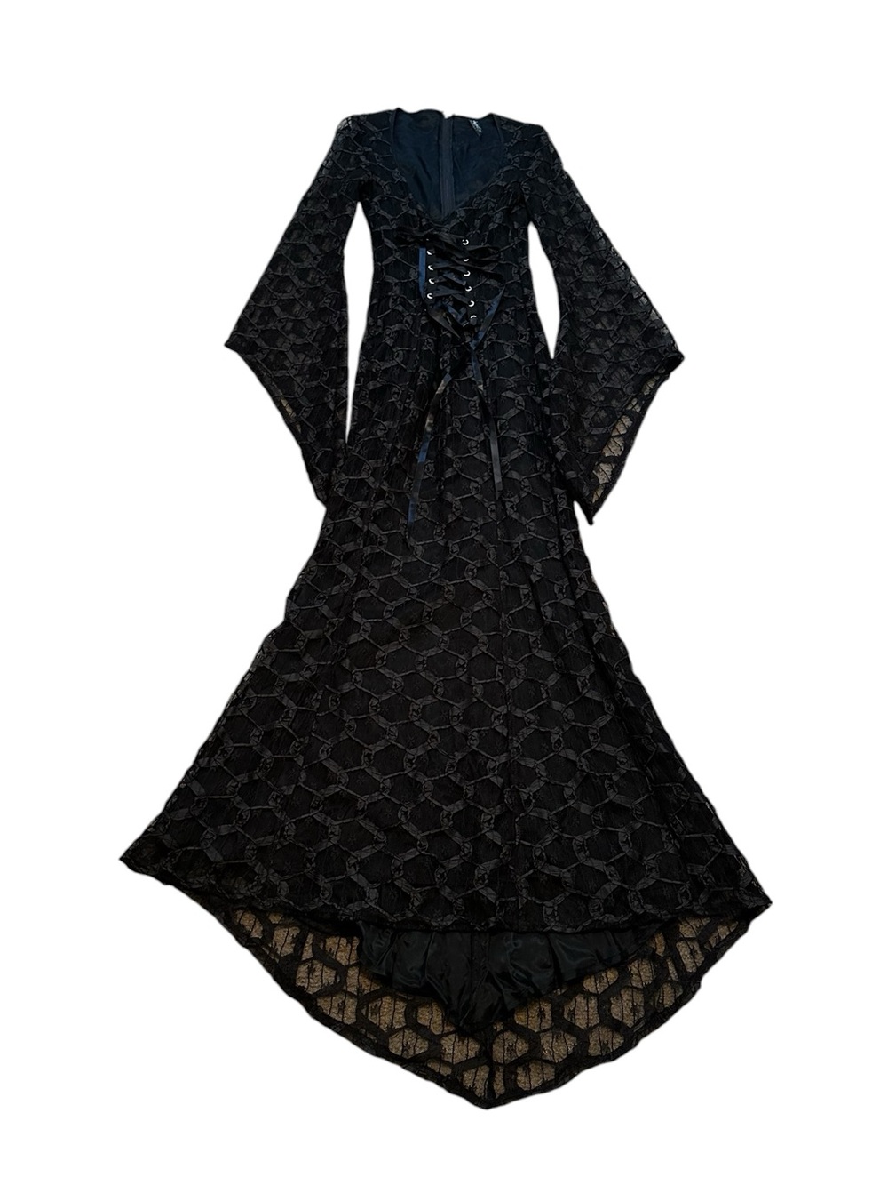 Vintage Lip Service Black List Corset Dress Lace Up Renfaire Victorian Gothic